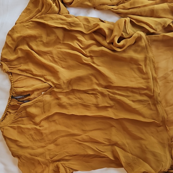 Anthropologie Flare-Sleeve V-Neck Blouse dark yellow - Picture 4 of 7